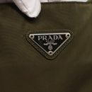 PRADA Hand Bag Nylon Khaki Silver Auth bs26850-17