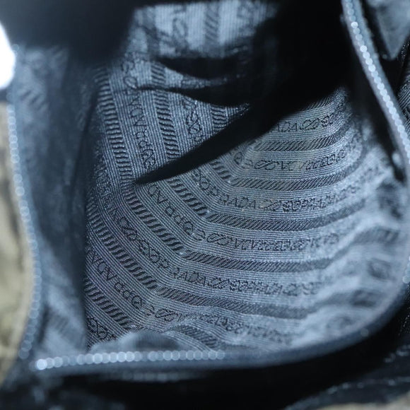 PRADA Hand Bag Nylon Khaki Silver Auth bs26850