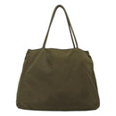 PRADA Hand Bag Nylon Khaki Silver Auth bs26850-2