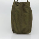 PRADA Hand Bag Nylon Khaki Silver Auth bs26850-3
