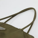PRADA Hand Bag Nylon Khaki Silver Auth bs26850-8
