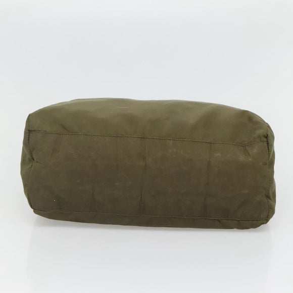 PRADA Hand Bag Nylon Khaki Silver Auth bs26850