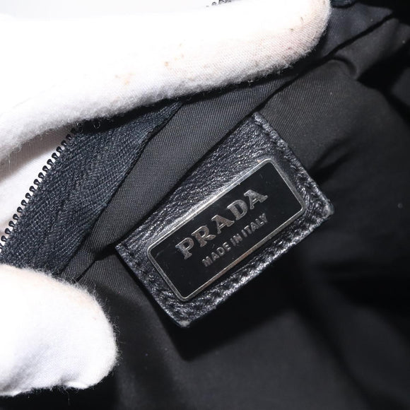 PRADA Shoulder Bag Nylon Black Silver Auth bs26852