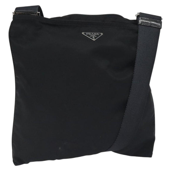 PRADA Shoulder Bag Nylon Black Silver Auth bs26852