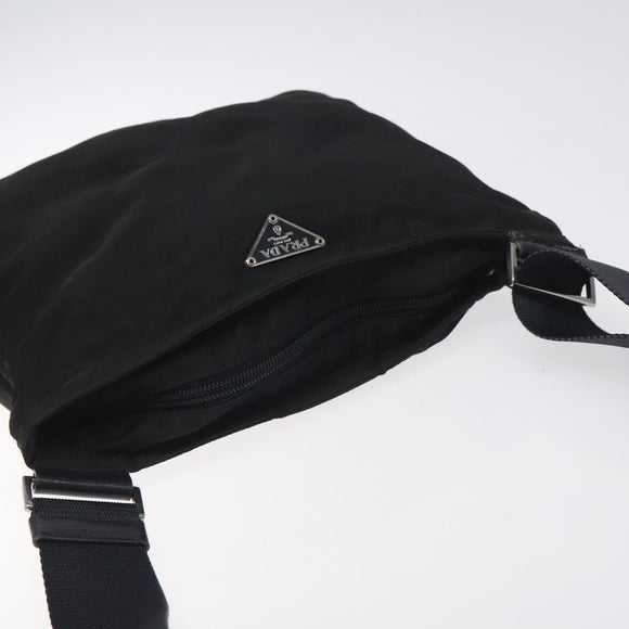 PRADA Shoulder Bag Nylon Black Silver Auth bs26852