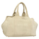 PRADA Canapa MM Hand Bag Canvas Beige Gold Auth bs26853-1