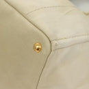 PRADA Canapa MM Hand Bag Canvas Beige Gold Auth bs26853-15