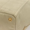 PRADA Canapa MM Hand Bag Canvas Beige Gold Auth bs26853-16