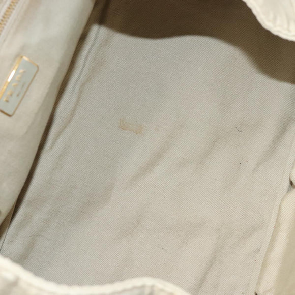 PRADA Canapa MM Hand Bag Canvas Beige Gold Auth bs26853