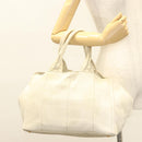 PRADA Canapa MM Hand Bag Canvas Beige Gold Auth bs26853-23