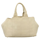PRADA Canapa MM Hand Bag Canvas Beige Gold Auth bs26853-2