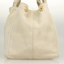 PRADA Canapa MM Hand Bag Canvas Beige Gold Auth bs26853-4