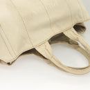 PRADA Canapa MM Hand Bag Canvas Beige Gold Auth bs26853-7