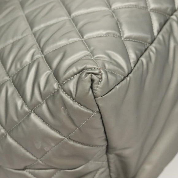 CHANEL Cococoon Tote Bag Nylon Gray Silver CC Auth bs26854