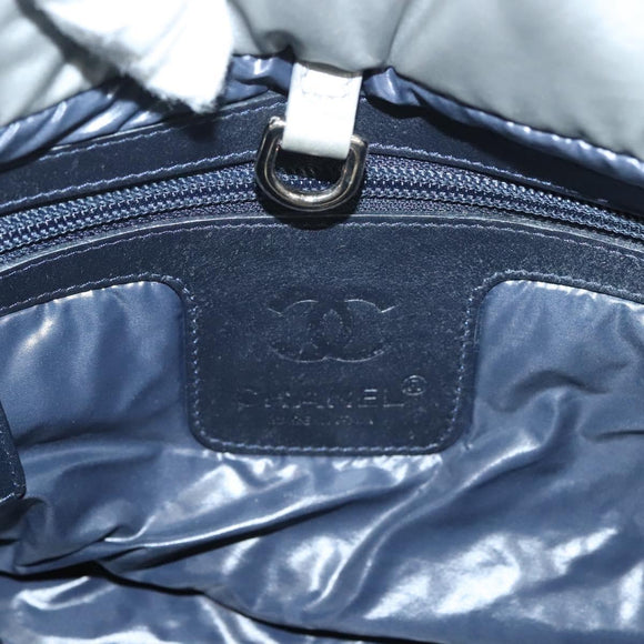 CHANEL Cococoon Tote Bag Nylon Gray Silver CC Auth bs26854
