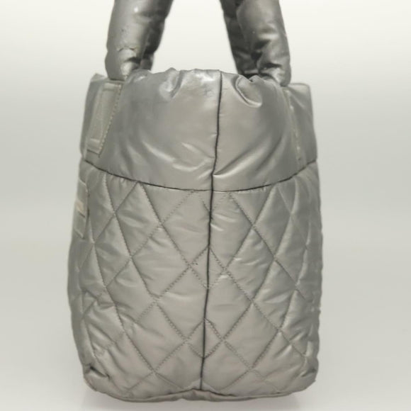 CHANEL Cococoon Tote Bag Nylon Gray Silver CC Auth bs26854