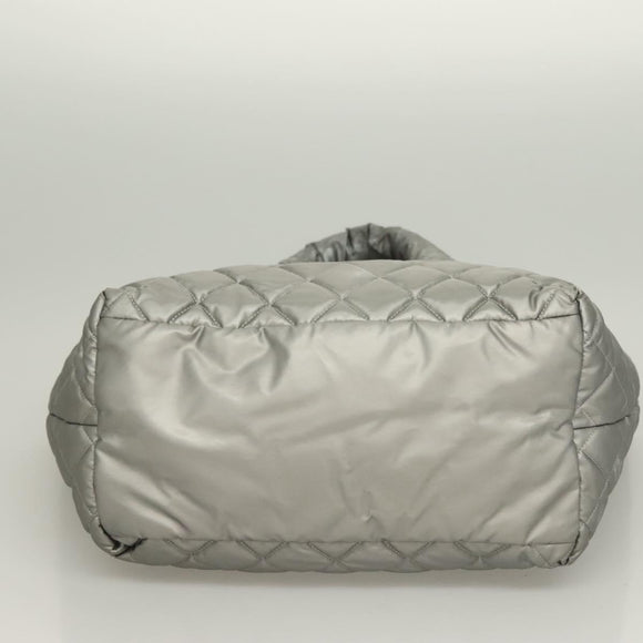 CHANEL Cococoon Tote Bag Nylon Gray Silver CC Auth bs26854