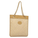 CHANEL Chain Shoulder Bag Lamb Skin Beige Gold CC Auth bs26856-1