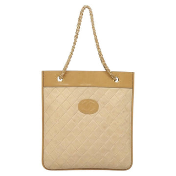 CHANEL Chain Shoulder Bag Lamb Skin Beige Gold CC Auth bs26856 - 0