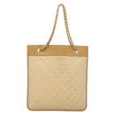 CHANEL Chain Shoulder Bag Lamb Skin Beige Gold CC Auth bs26856-3