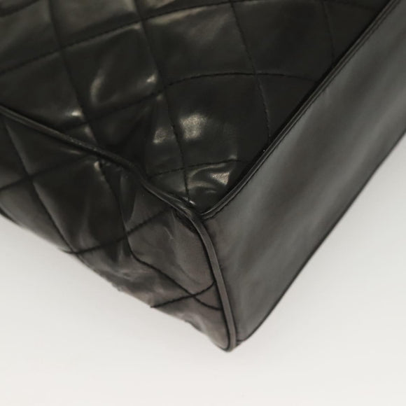 CHANEL Matelasse Shoulder Bag Enamel Black Gold CC Auth bs26857