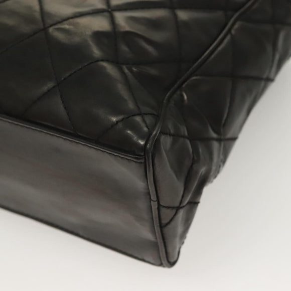 CHANEL Matelasse Shoulder Bag Enamel Black Gold CC Auth bs26857