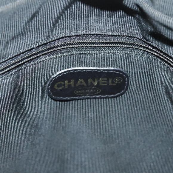 CHANEL Matelasse Shoulder Bag Enamel Black Gold CC Auth bs26857