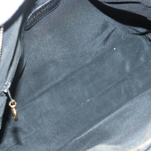 CHANEL Matelasse Shoulder Bag Enamel Black Gold CC Auth bs26857