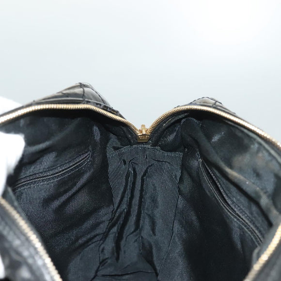 CHANEL Matelasse Shoulder Bag Enamel Black Gold CC Auth bs26857