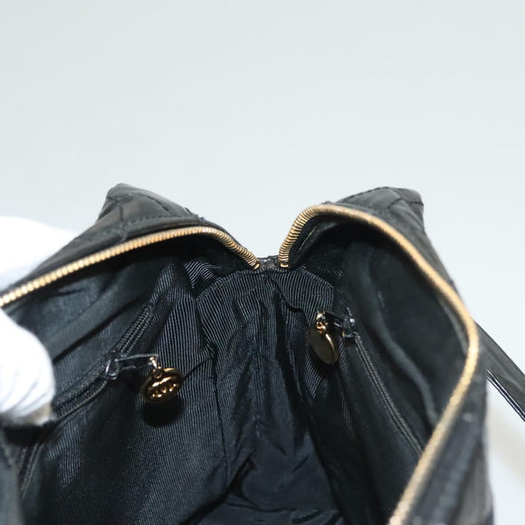 CHANEL Matelasse Shoulder Bag Enamel Black Gold CC Auth bs26857