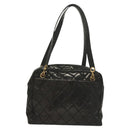 CHANEL Matelasse Shoulder Bag Enamel Black Gold CC Auth bs26857-2