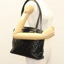 CHANEL Matelasse Shoulder Bag Enamel Black Gold CC Auth bs26857-23