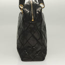 CHANEL Matelasse Shoulder Bag Enamel Black Gold CC Auth bs26857-4