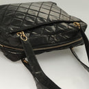 CHANEL Matelasse Shoulder Bag Enamel Black Gold CC Auth bs26857-6