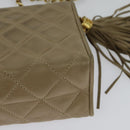 CHANEL Matelasse Chain Shoulder Bag Lamb Skin Beige Gold CC Auth bs26861-16
