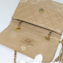 CHANEL Matelasse Chain Shoulder Bag Lamb Skin Beige Gold CC Auth bs26861-10