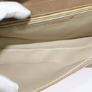 CHANEL Matelasse Chain Shoulder Bag Lamb Skin Beige Gold CC Auth bs26861-11