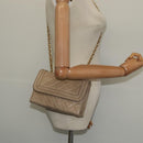 CHANEL Matelasse Chain Shoulder Bag Lamb Skin Beige Gold CC Auth bs26861-23