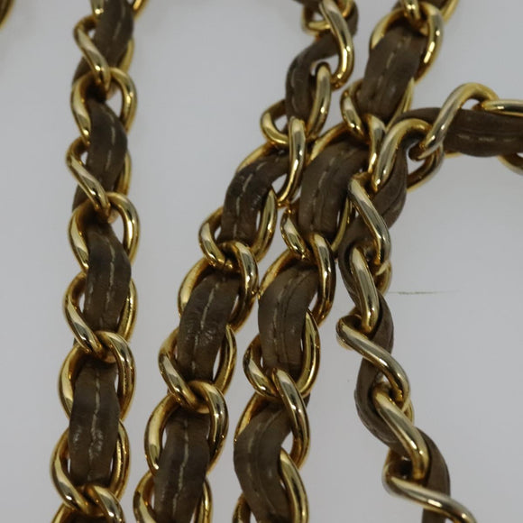 CHANEL Matelasse Chain Shoulder Bag Lamb Skin Beige Gold CC Auth bs26861