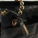 CHANEL Shoulder Bag Enamel Black Gold CC Auth bs26864-9
