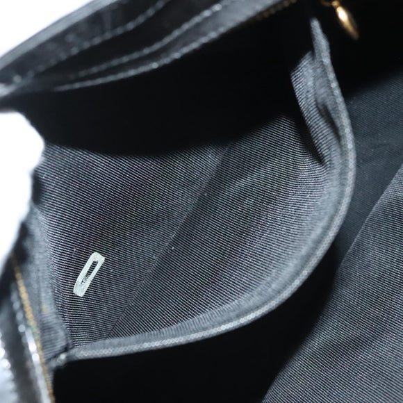 CHANEL Shoulder Bag Enamel Black Gold CC Auth bs26864