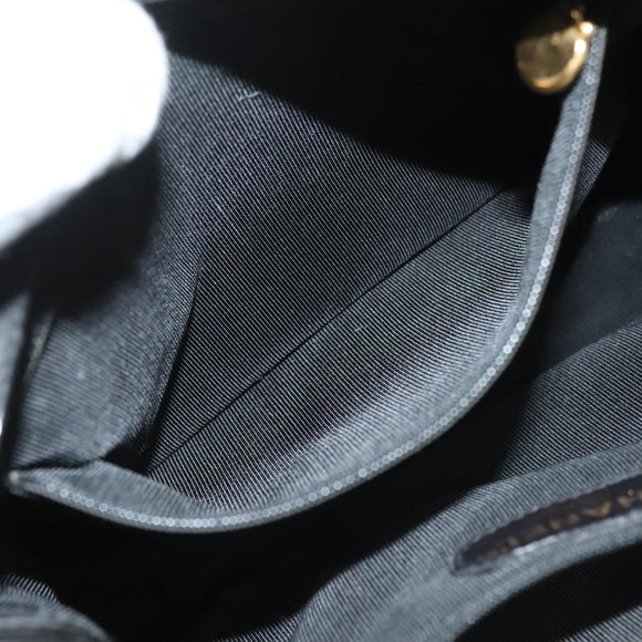 CHANEL Shoulder Bag Enamel Black Gold CC Auth bs26864