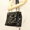 CHANEL Shoulder Bag Enamel Black Gold CC Auth bs26864-25