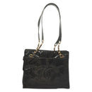 CHANEL Shoulder Bag Enamel Black Gold CC Auth bs26864-13