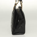 CHANEL Shoulder Bag Enamel Black Gold CC Auth bs26864-3