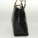 CHANEL Shoulder Bag Enamel Black Gold CC Auth bs26864-4