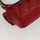 CHANEL Matelasse Waist bag Lamb Skin Red Gold Green CC Auth bs26866-19