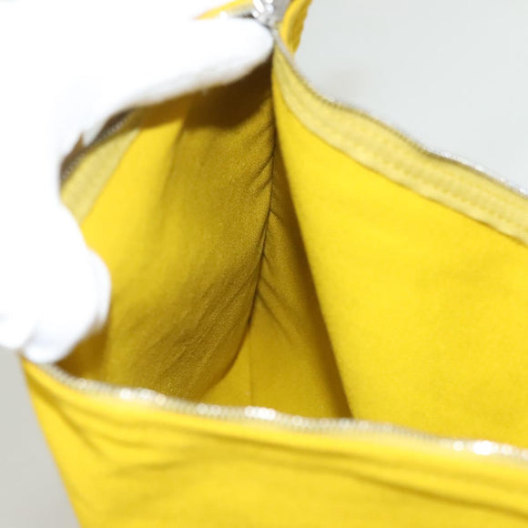 HERMES Bora Bora Pouch GM Canvas Yellow Silver Auth bs26874