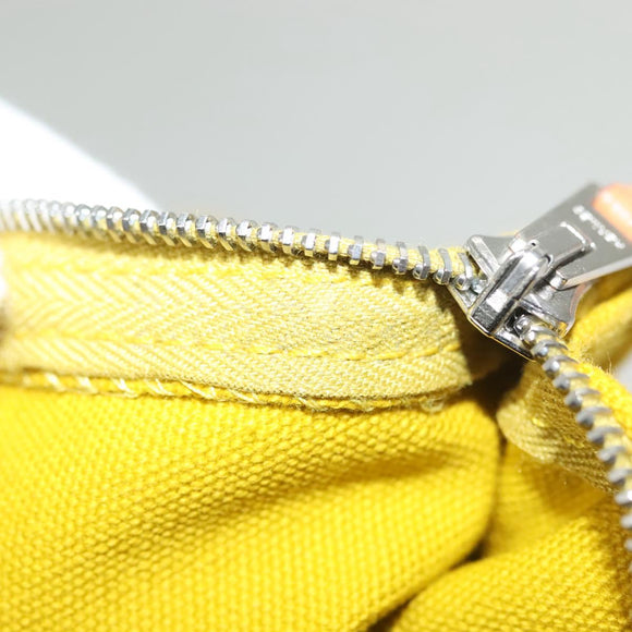 HERMES Bora Bora Pouch GM Canvas Yellow Silver Auth bs26874
