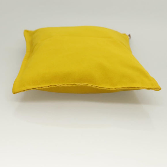 HERMES Bora Bora Pouch GM Canvas Yellow Silver Auth bs26874